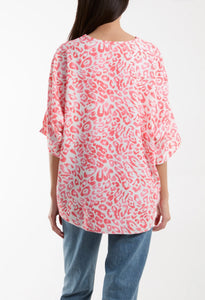KNOT LEOPARD TOP - CORAL