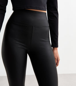 LEATHER LOOK LEGGINGS - BLACK